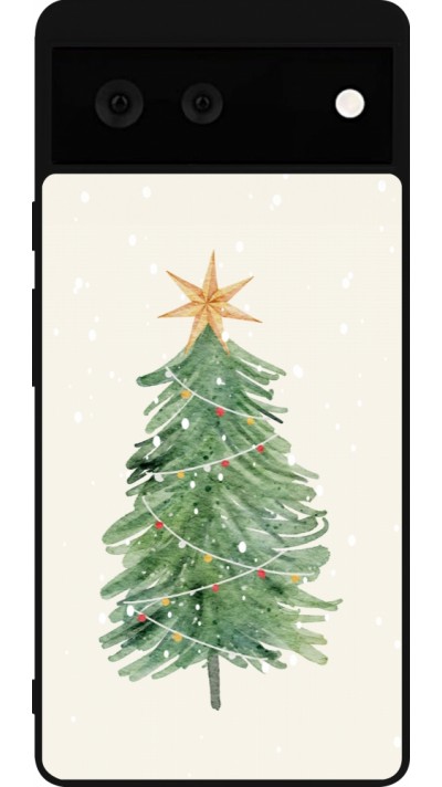 Google Pixel 6 Case Hülle - Silikon schwarz Christmas 25 Sketch Tree