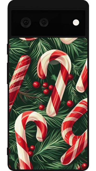Google Pixel 6 Case Hülle - Silikon schwarz Christmas 25 Xmas Stick
