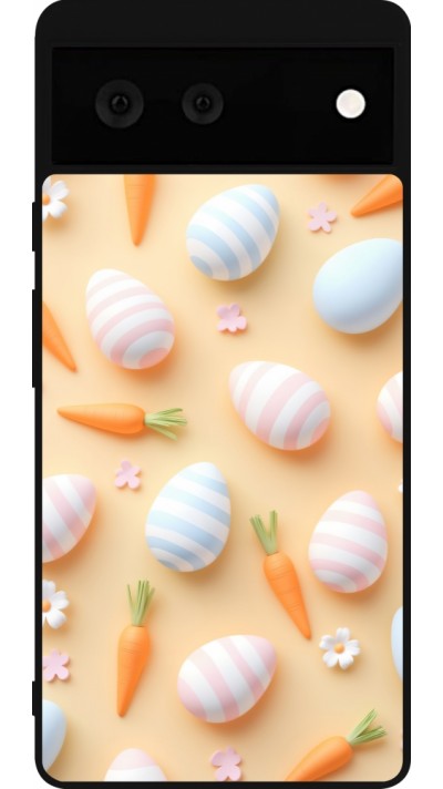 Google Pixel 6 Case Hülle - Silikon schwarz Easter 2026 Pattern Easter