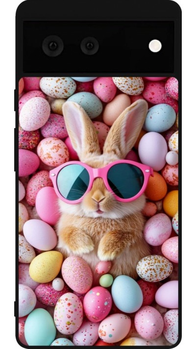 Google Pixel 6 Case Hülle - Silikon schwarz Easter 2026 Rabbit fun