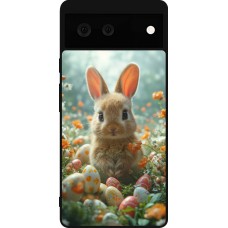 Google Pixel 6 Case Hülle - Silikon schwarz Easter 2026 Rabbit in the garden