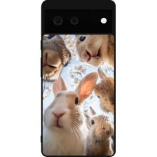Google Pixel 6 Case Hülle - Silikon schwarz Easter 2026 Rabbits