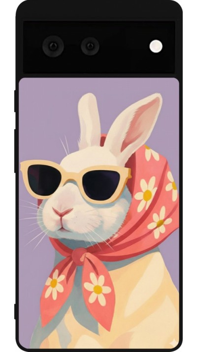 Google Pixel 6 Case Hülle - Silikon schwarz Easter 2026 Rabbit with scarf