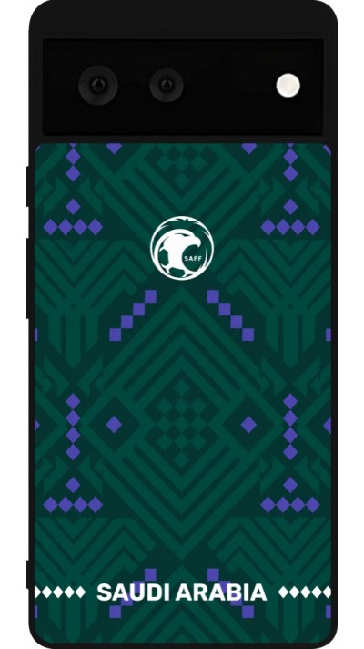 Google Pixel 6 Case Hülle - Silikon schwarz Saudi Arabien 2026 personalisierbares Fussballtrikot