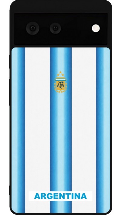 Google Pixel 6 Case Hülle - Silikon schwarz Argentinien 2026 personalisierbares Fussballtrikot
