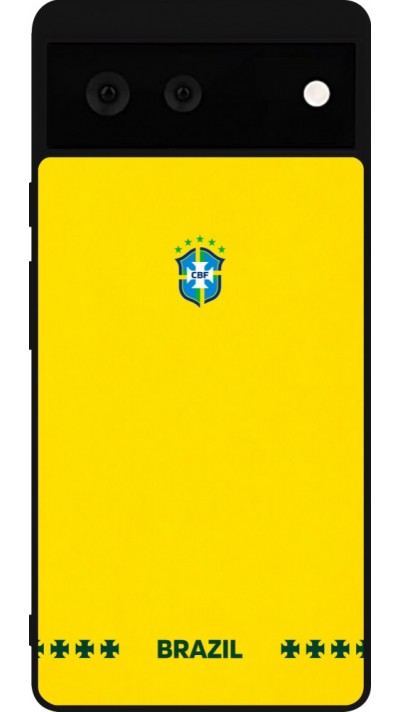 Google Pixel 6 Case Hülle - Silikon schwarz Brasilien 2026 personalisierbares Fussballtrikot