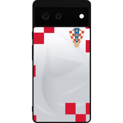 Google Pixel 6 Case Hülle - Silikon schwarz Kroatien 2022 personalisierbares Fussballtrikot
