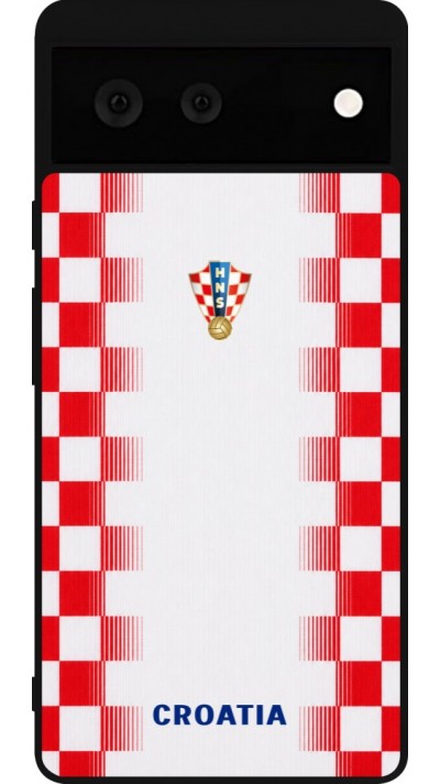 Google Pixel 6 Case Hülle - Silikon schwarz Kroatien 2026 personalisierbares Fussballtrikot