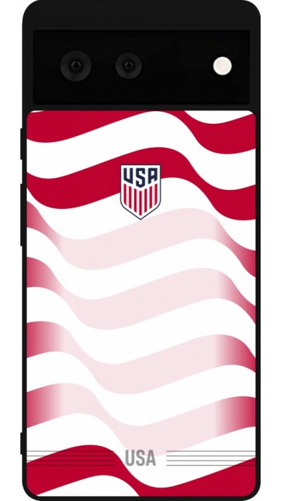 Coque Google Pixel 6 - Silicone rigide noir Maillot de football États-Unis 2026 personnalisable