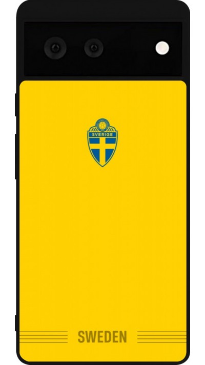 Google Pixel 6 Case Hülle - Silikon schwarz Schweden 2026 personalisierbares Fussballtrikot