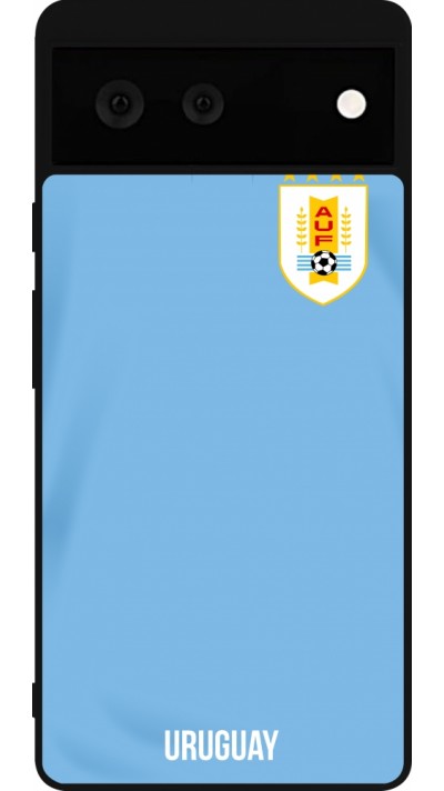 Google Pixel 6 Case Hülle - Silikon schwarz Uruguay 2022 personalisierbares Fussballtrikot