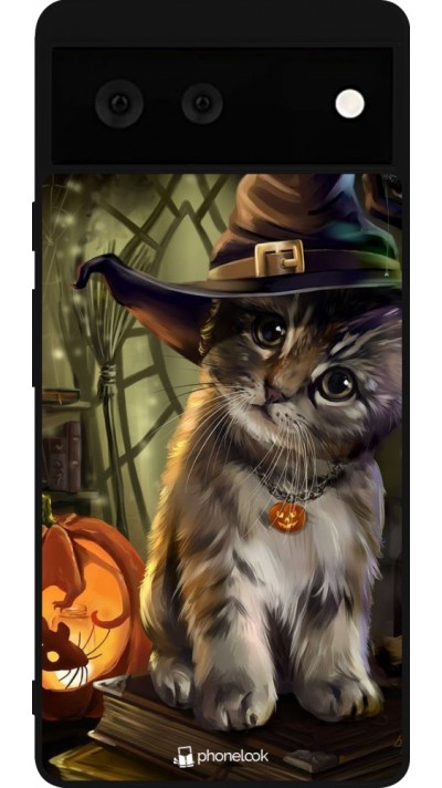 Coque Google Pixel 6 - Silicone rigide noir Halloween 21 Witch cat Coque Google Pixel 6 - Silicone rigide noir Halloween 21 Witch cat