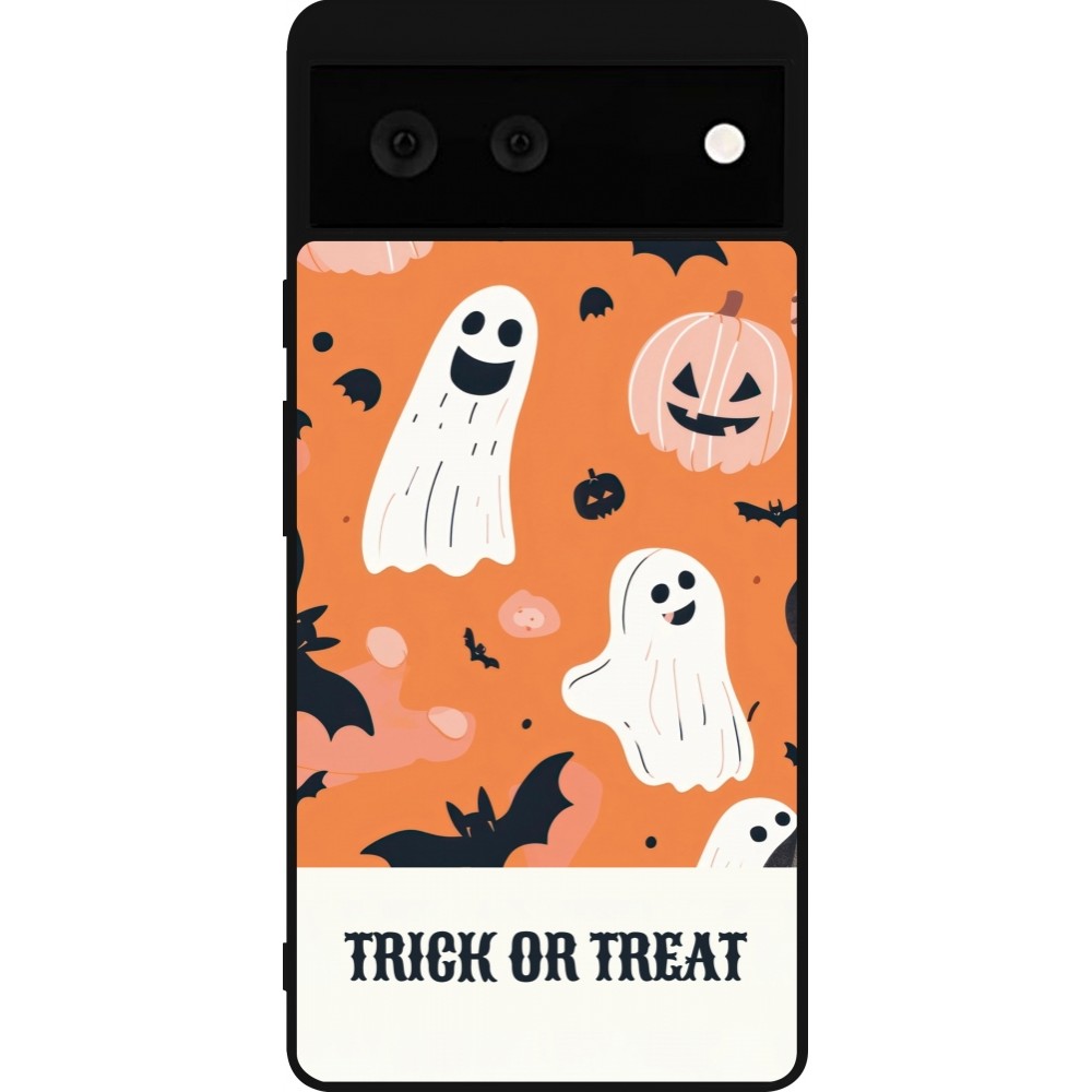 Coque Google Pixel 6 - Silicone rigide noir Halloween 2025 Trick treat