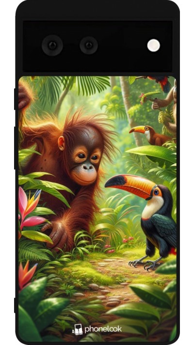 Google Pixel 6 Case Hülle - Silikon schwarz Tropischer Dschungel Tayrona
