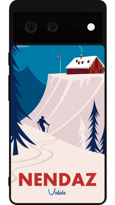 Google Pixel 6 Case Hülle - Silikon schwarz Nendaz Cabane Ski