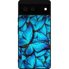 Google Pixel 6 Case Hülle - Silikon schwarz Papillon bleu