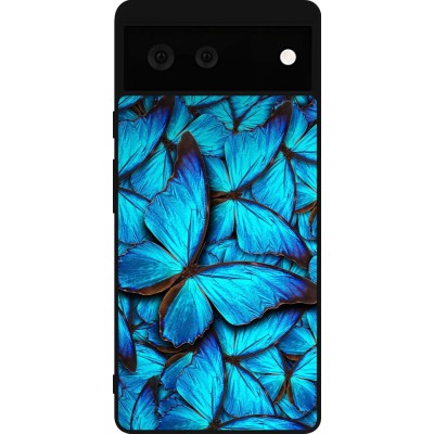 Google Pixel 6 Case Hülle - Silikon schwarz Papillon bleu