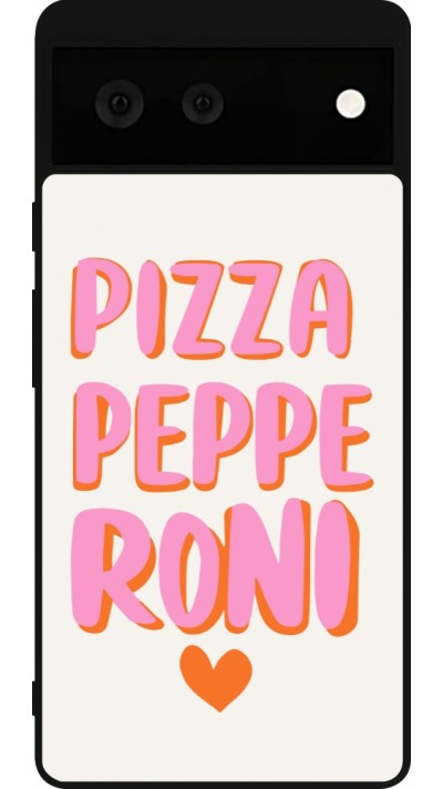 Google Pixel 6 Case Hülle - Silikon schwarz Pizza pepperoni 2026