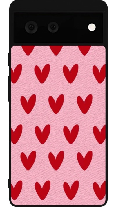 Google Pixel 6 Case Hülle - Silikon schwarz Saint Valentines Day 26 Pattern heart