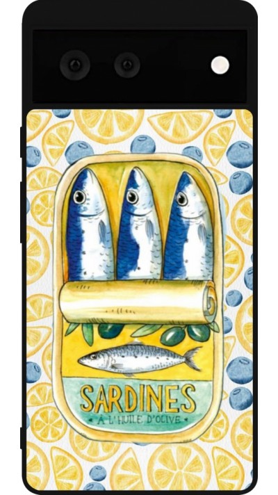 Google Pixel 6 Case Hülle - Silikon schwarz Sardines in oil 2026