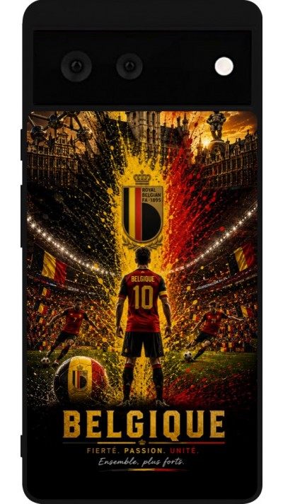 Coque Google Pixel 6 - Silicone rigide noir Football Belgique splash 2026