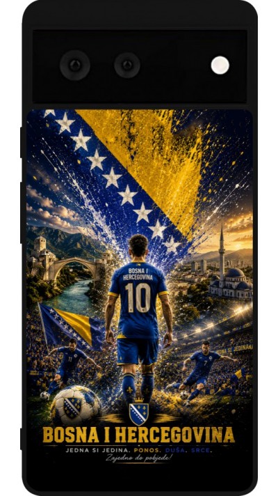 Coque Google Pixel 6 - Silicone rigide noir Football Bosnie-Herzégovine splash 2026