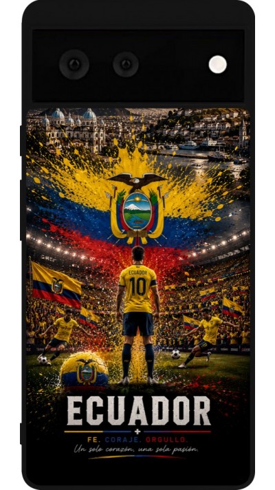 Coque Google Pixel 6 - Silicone rigide noir Football Équateur splash 2026