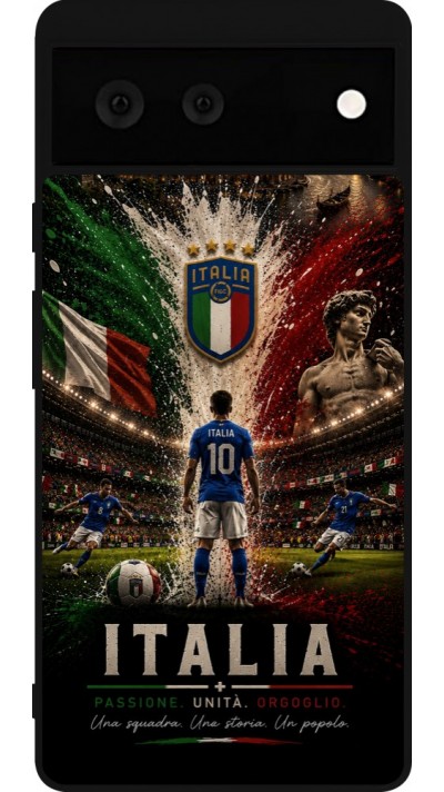 Coque Google Pixel 6 - Silicone rigide noir Football Italie splash 2026