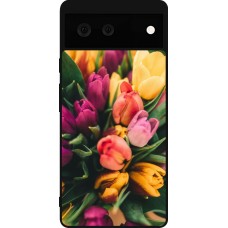 Coque Google Pixel 6 - Silicone rigide noir Bouquet of tulips Spring 2026