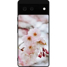 Coque Google Pixel 6 - Silicone rigide noir Cherry tree Spring 2026