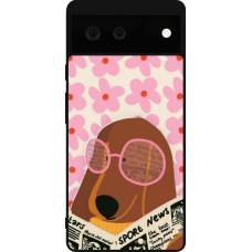 Coque Google Pixel 6 - Silicone rigide noir Dog with newspaper Spring 2026