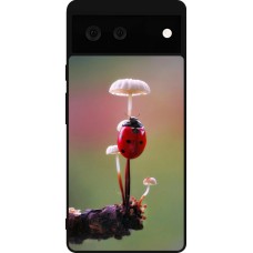 Coque Google Pixel 6 - Silicone rigide noir Ladybird on a mushroom Spring 2026