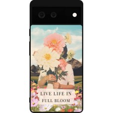 Coque Google Pixel 6 - Silicone rigide noir Live life in full moon Spring 2026