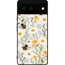 Coque Google Pixel 6 - Silicone rigide noir Pattern bees Spring 2026