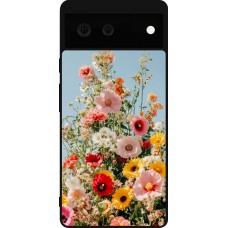 Coque Google Pixel 6 - Silicone rigide noir Spring flowers Spring 2026