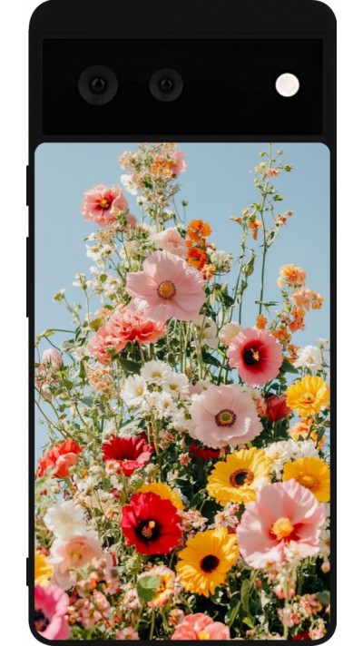 Coque Google Pixel 6 - Silicone rigide noir Spring flowers Spring 2026