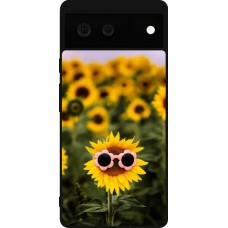 Coque Google Pixel 6 - Silicone rigide noir Sunflower with glasses Spring 2026