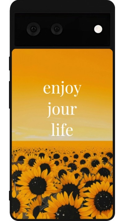 Google Pixel 6 Case Hülle - Silikon schwarz Summer 2025 Enjoy your life