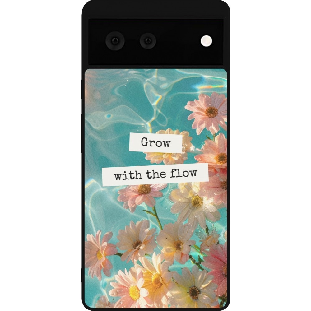Google Pixel 6 Case Hülle - Silikon schwarz Summer 2025 Grow with the flow
