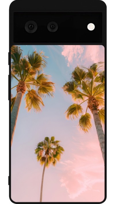 Google Pixel 6 Case Hülle - Silikon schwarz Summer 2025 Palmiers