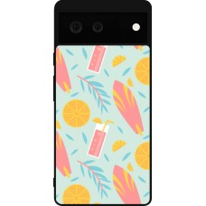 Google Pixel 6 Case Hülle - Silikon schwarz Summer 2025 Pattern citron