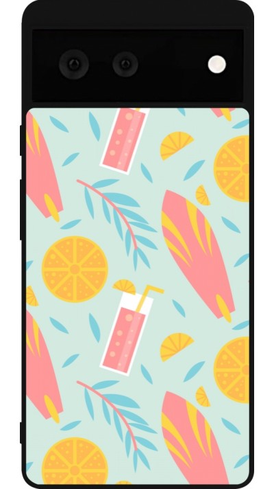 Google Pixel 6 Case Hülle - Silikon schwarz Summer 2025 Pattern citron