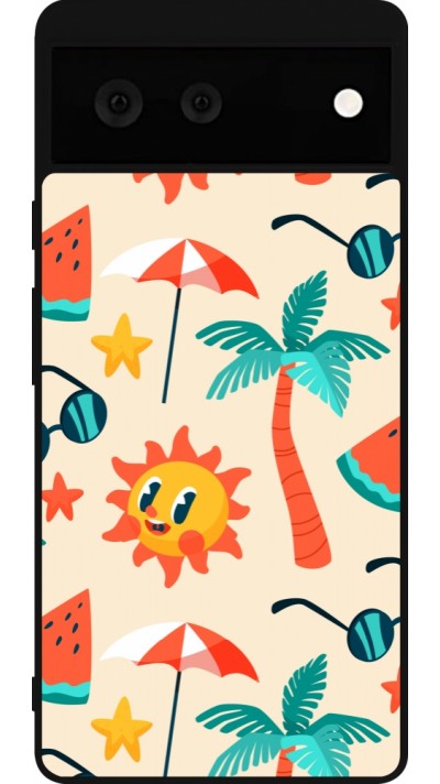 Google Pixel 6 Case Hülle - Silikon schwarz Summer 2025 Pattern soleil