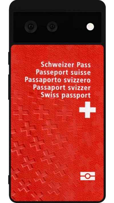 Google Pixel 6 Case Hülle - Silikon schwarz Swiss Passport