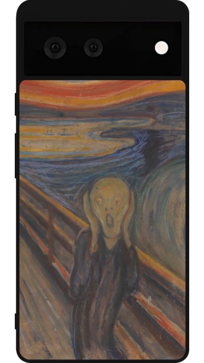 Google Pixel 6 Case Hülle - Silikon schwarz Kunstbild - Der Schrei - Edvard Munch