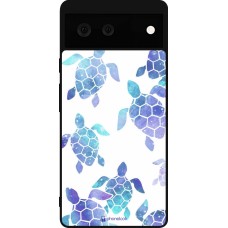 Google Pixel 6 Case Hülle - Silikon schwarz Turtles pattern watercolor