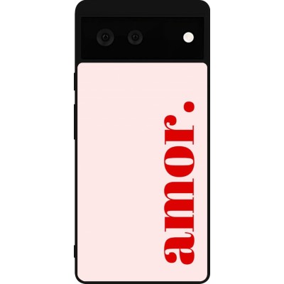 Google Pixel 6 Case Hülle - Silikon schwarz Valentine 2024 amor