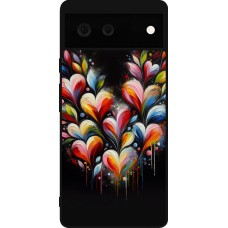 Google Pixel 6 Case Hülle - Silikon schwarz Valentin 2024 Schwarzes Herz Abstrakt