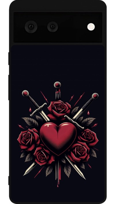 Google Pixel 6 Case Hülle - Silikon schwarz Valentine 2024 gothic love