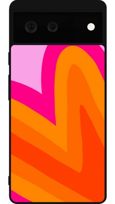 Google Pixel 6 Case Hülle - Silikon schwarz Valentine 2024 heart gradient